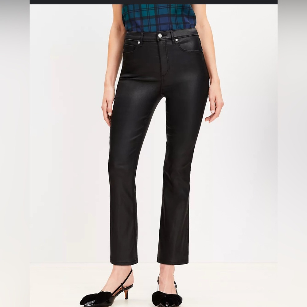 LOFT black kick crop  coated  denim